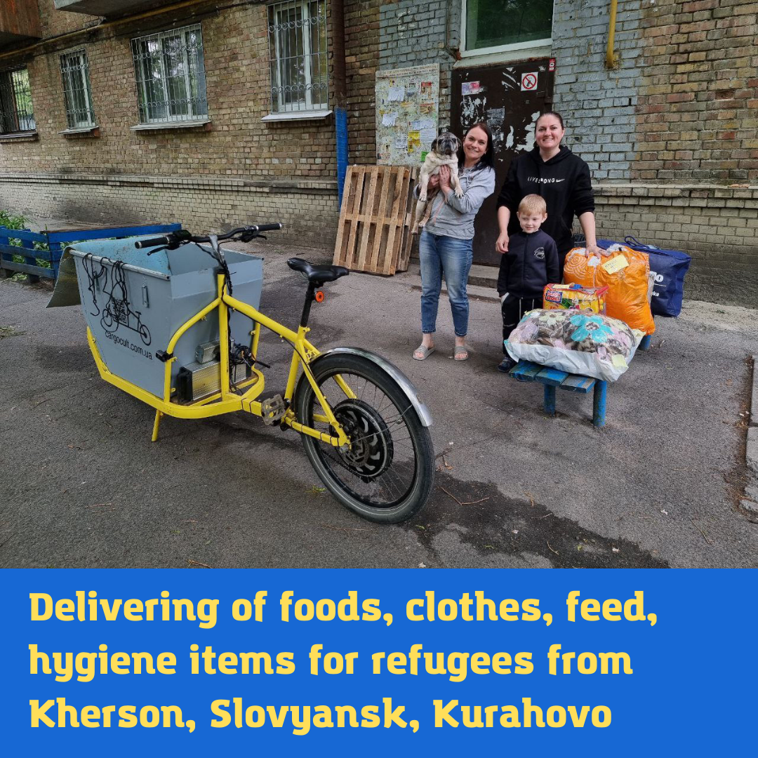 Delivering of foods, clothes, feed, hygiene items for refugees from Kherson, Slovyansk, Kurahovo